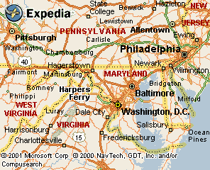 Map Showing Harper's Ferry, WV